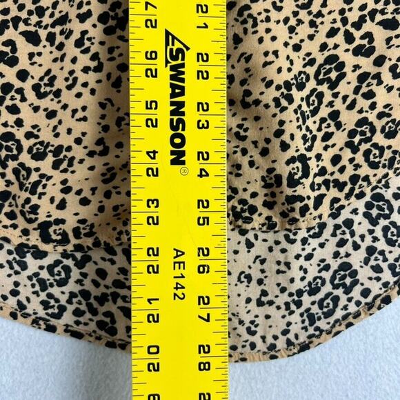 CLOTH & STONE Blouse Leopard Animal Print Long Sleeve Rayon Button Tab Sleeve - Picture 3 of 12